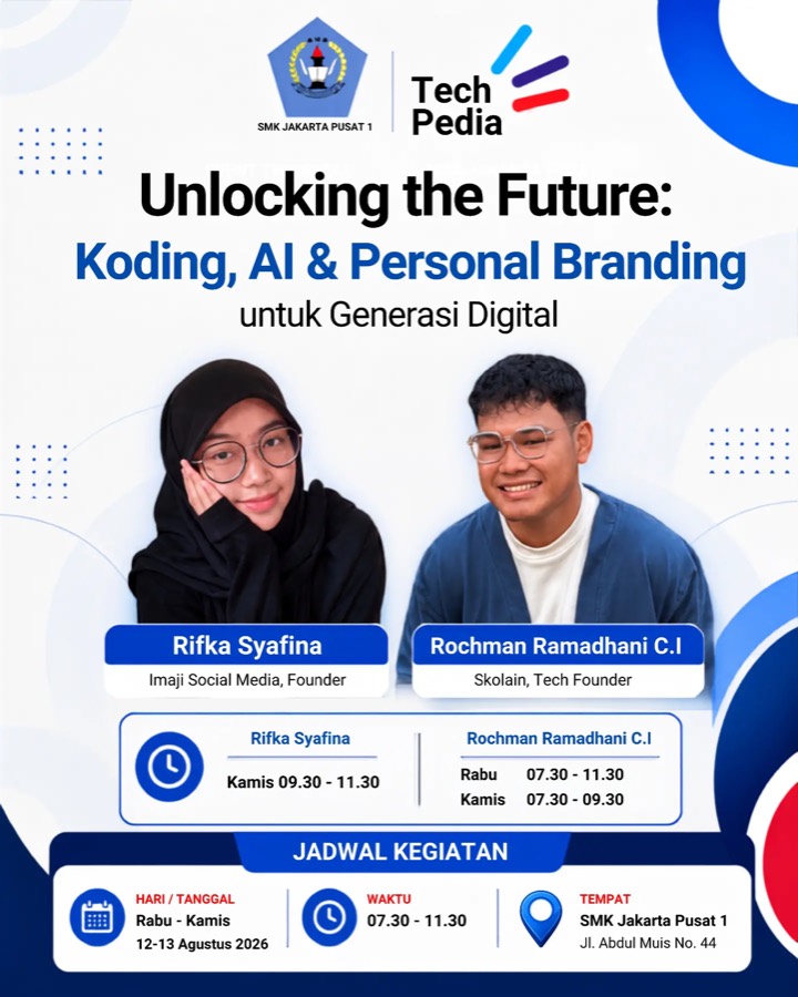 Poster seminar Unlocking the Future di SMK Jakarta Pusat 1